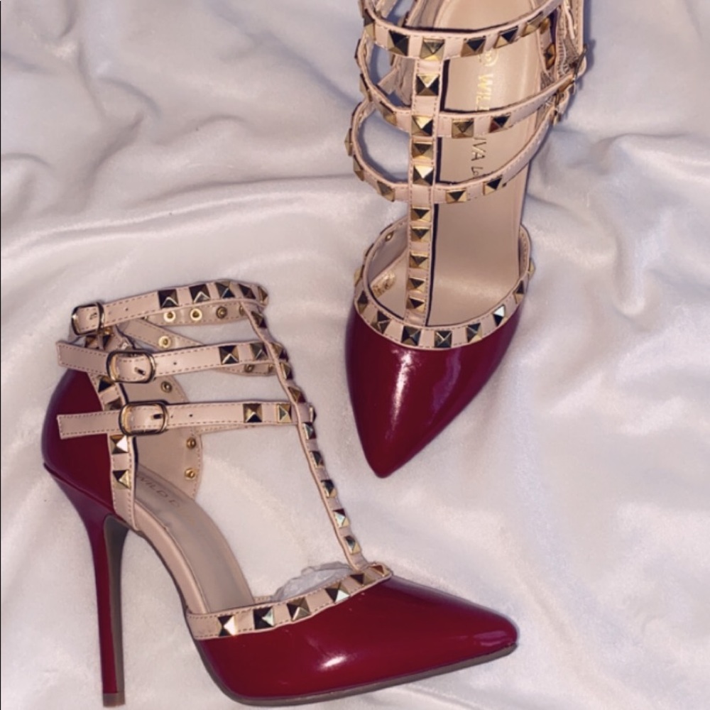Red studded heels size 5